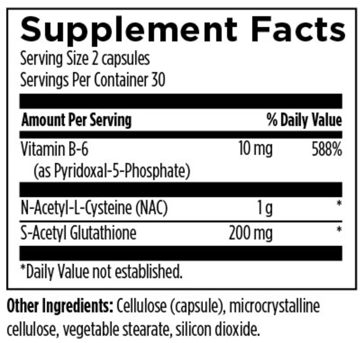 S-Acetyl Glutathione Complete ingredient list